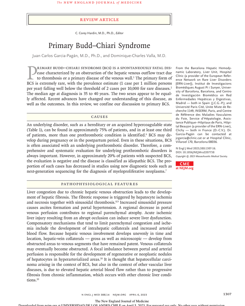 PRIMARY BUDD–CHIARI SYNDROME cover
