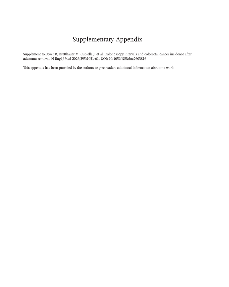 COLONOSCOPY INTERVALS AND COLORECTAL CANCER INCIDENCE AFTER ADENOMA REMOVAL cover