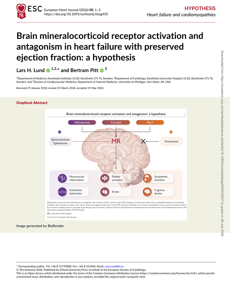 BRAIN MINERALOCORTICOID RECEPTOR ACTIVATION AND ANTAGONISM IN HEART FAILURE WITH PRESERVED EJECTION FRACTION: A HYPOTHESIS cover