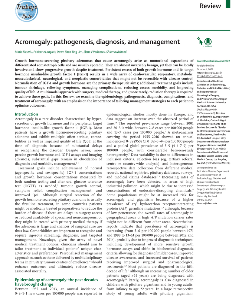 ACROMEGALY: PATHOGENESIS, DIAGNOSIS, AND MANAGEMENT cover