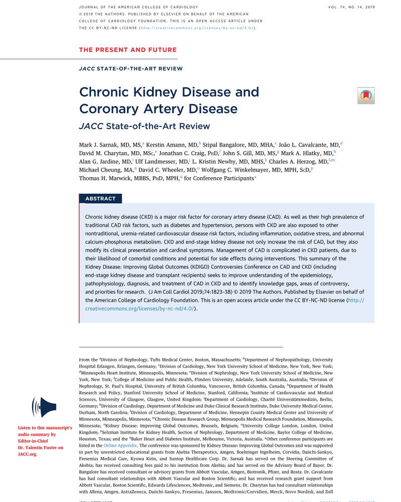 CHRONIC KIDNEY DISEASE AND CORONARY ARTERY DISEASE cover