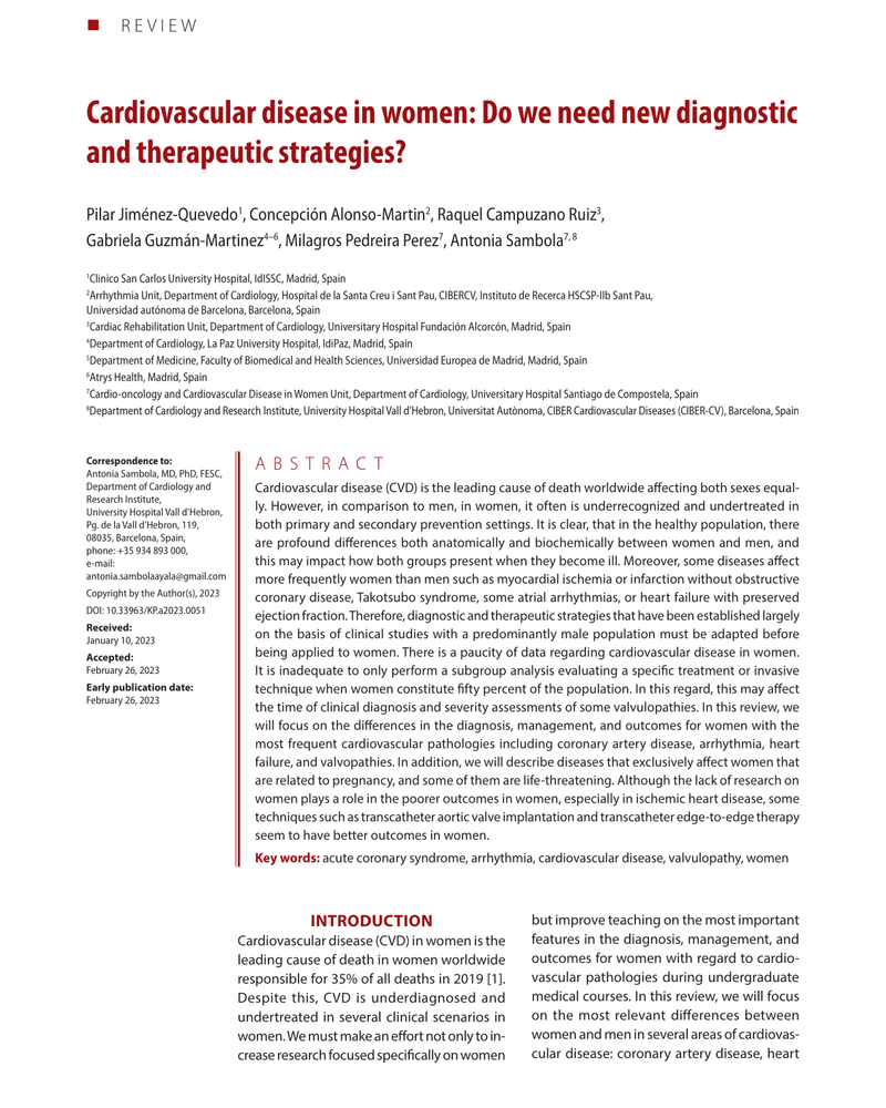 CARDIOVASCULAR DISEASE IN WOMEN: DO WE NEED NEW DIAGNOSTIC AND THERAPEUTIC STRATEGIES? cover