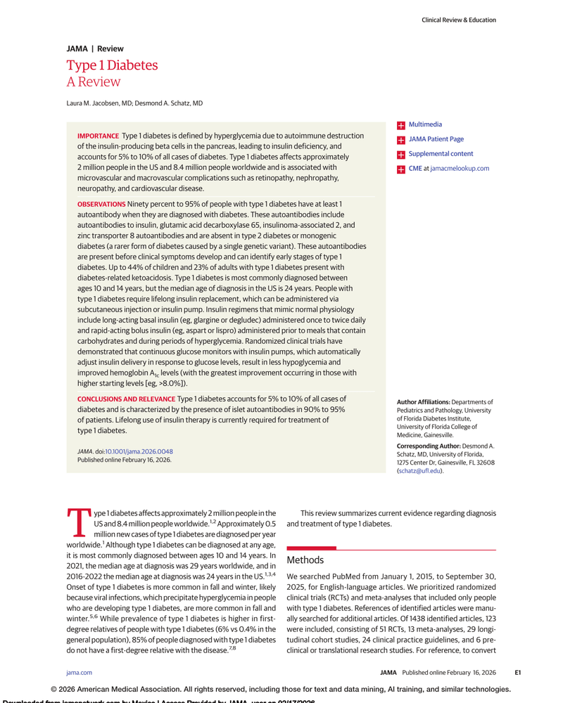 TYPE 1 DIABETES cover