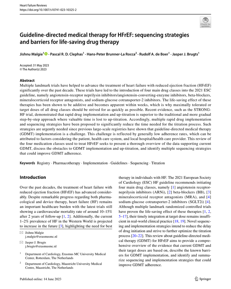 GUIDELINE-DIRECTED MEDICAL THERAPY FOR HFrEF: SEQUENCING STRATEGIES AND BARRIERS FOR LIFE-SAVING DRUG THERAPY cover