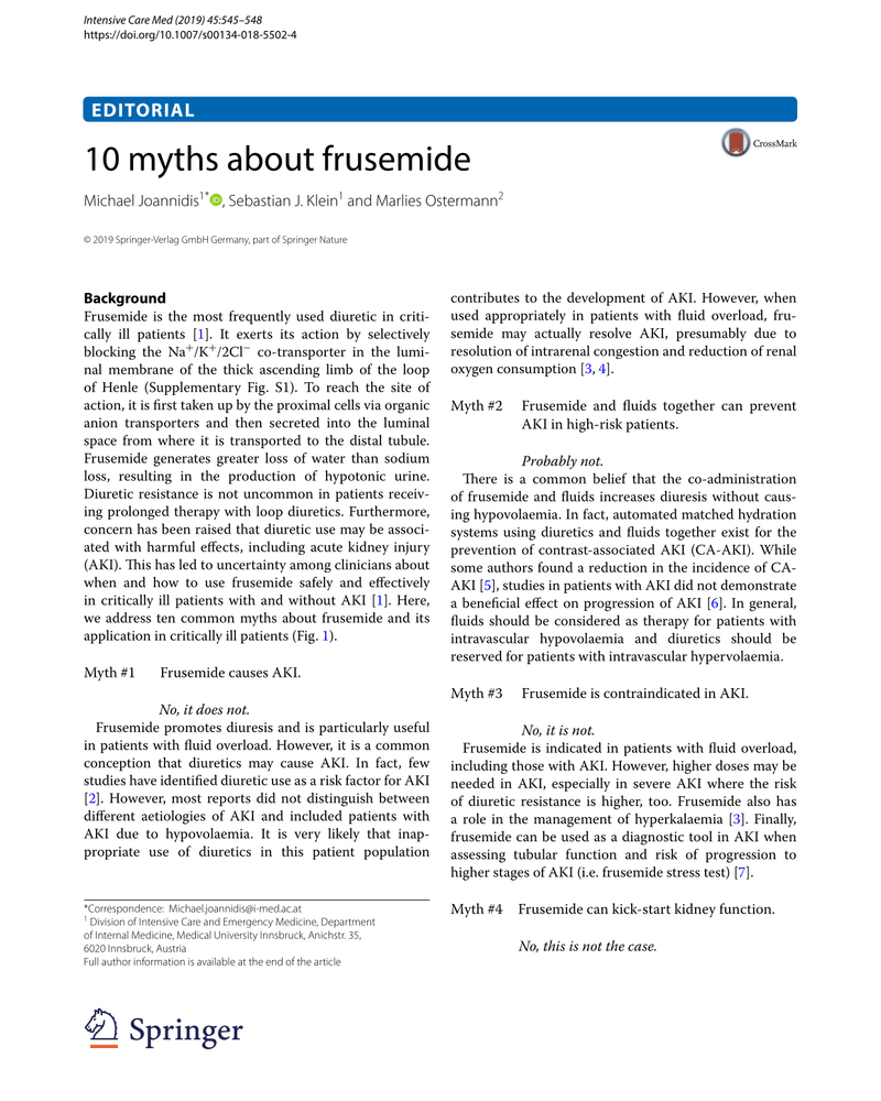 10 MYTHS ABOUT FRUSEMIDE cover