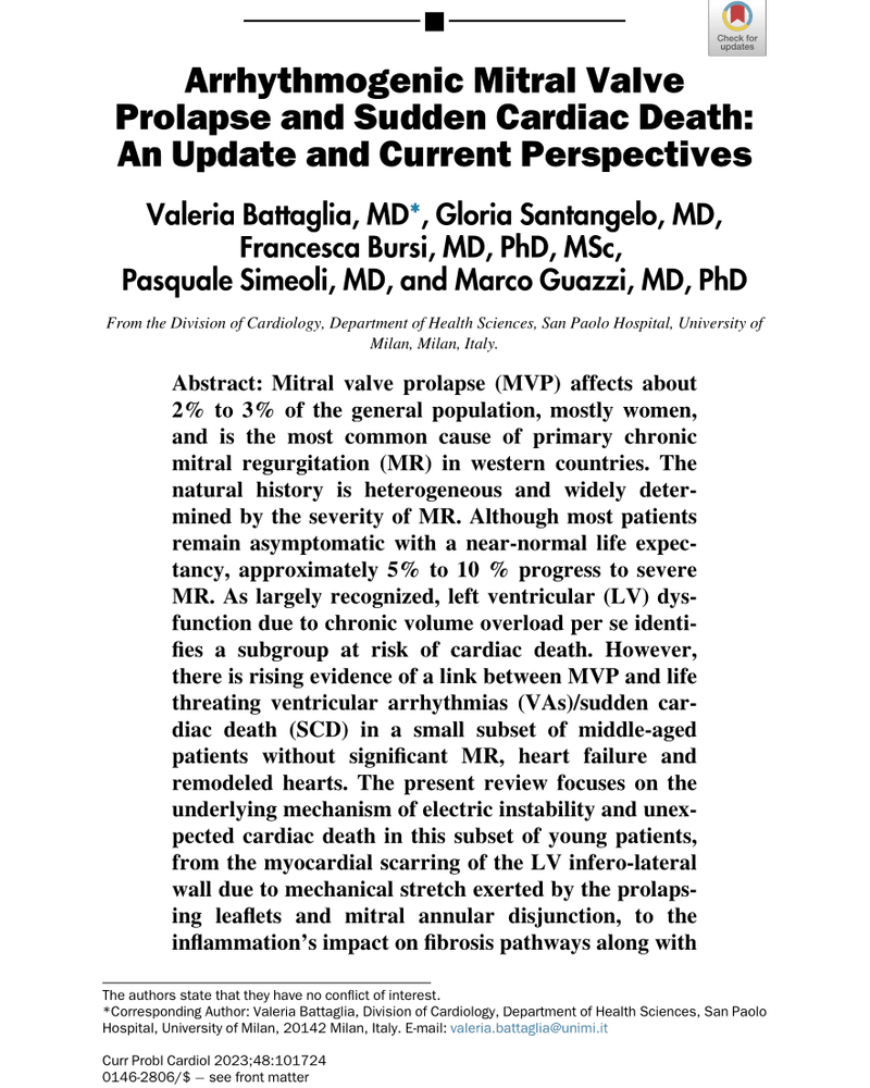 ARRHYTHMOGENIC MITRAL VALVE PROLAPSE AND SUDDEN CARDIAC DEATH: AN UPDATE AND CURRENT PERSPECTIVES cover