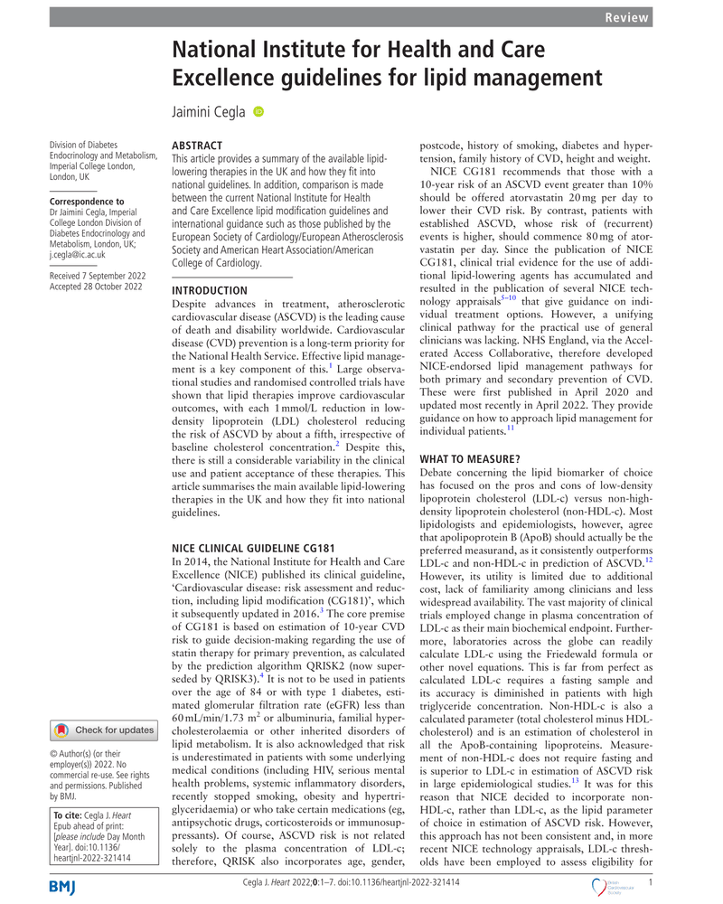USING THE NHS ENGLAND LIPID MANAGEMENT PATHWAY FUTURE PERSPECTIVES cover