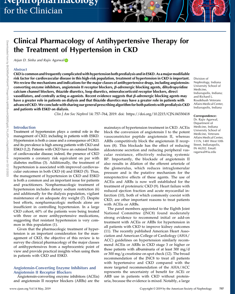 CLINICAL PHARMACOLOGY OF ANTIHYPERTENSIVE THERAPY FOR THE TREATMENT OF HYPERTENSION IN CKD cover