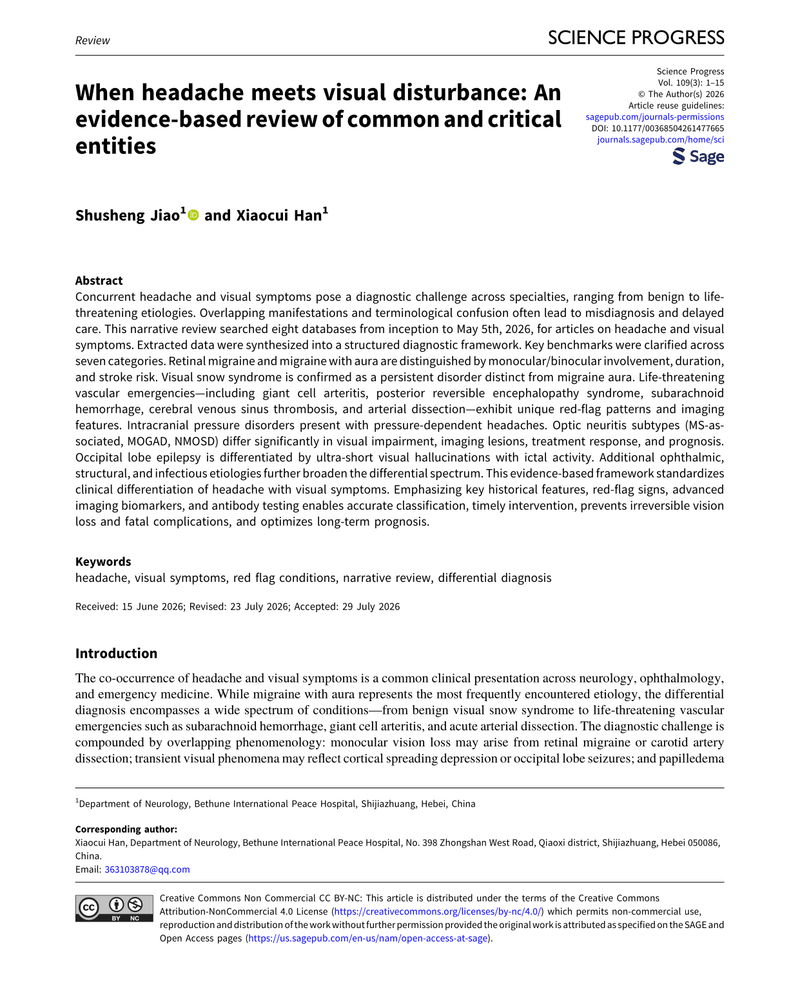 WHEN HEADACHE MEETS VISUAL DISTURBANCE: AN EVIDENCE-BASED REVIEW OF COMMON AND CRITICAL ENTITIES cover