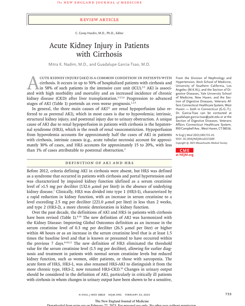 ACUTE KIDNEY INJURY IN PATIENTS WITH CIRRHOSIS cover