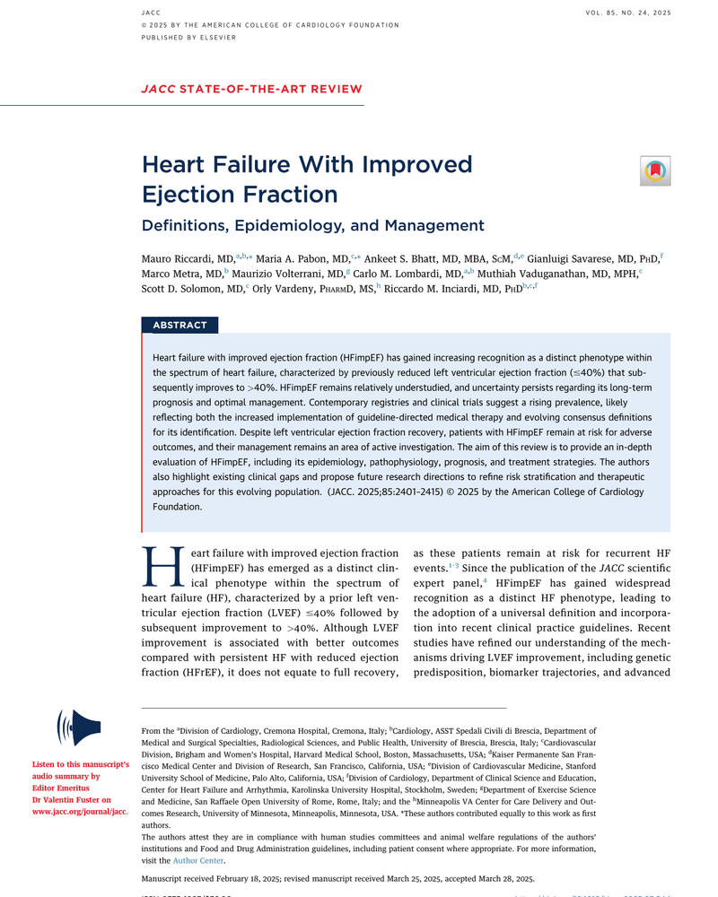 HEART FAILURE WITH IMPROVED EJECTION FRACTION cover