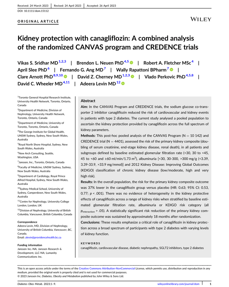 KIDNEY PROTECTION WITH CANAGLIFLOZIN: A COMBINED ANALYSIS OF THE RANDOMIZED CANVAS PROGRAM AND CREDENCE TRIALS cover