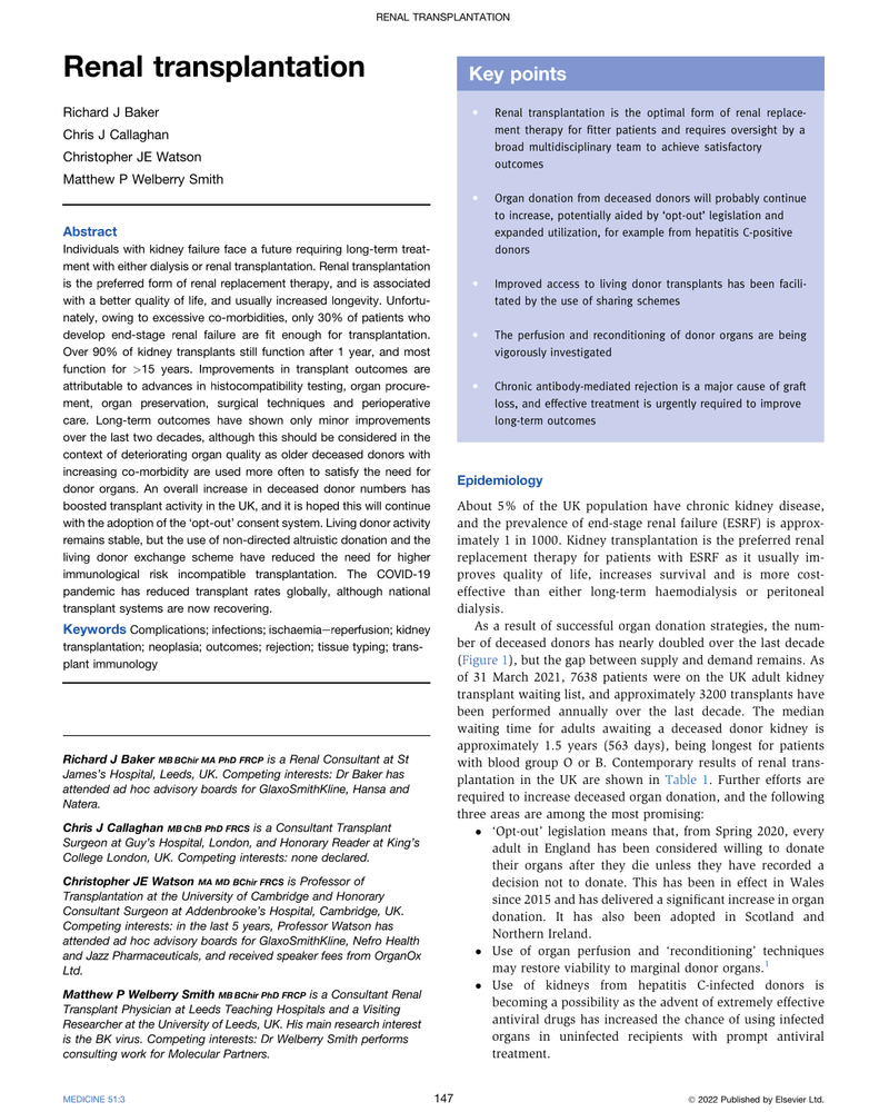 RENAL TRANSPLANTATION cover