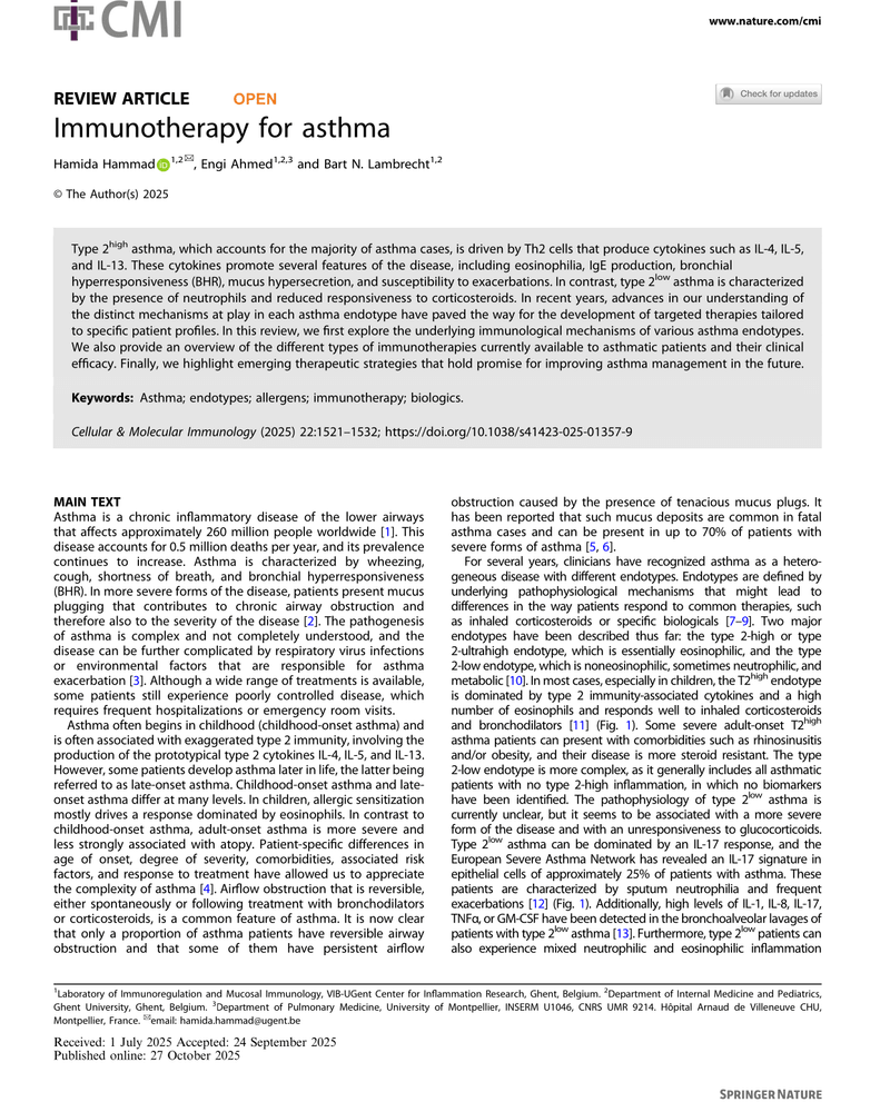 IMMUNOTHERAPY FOR ASTHMA cover