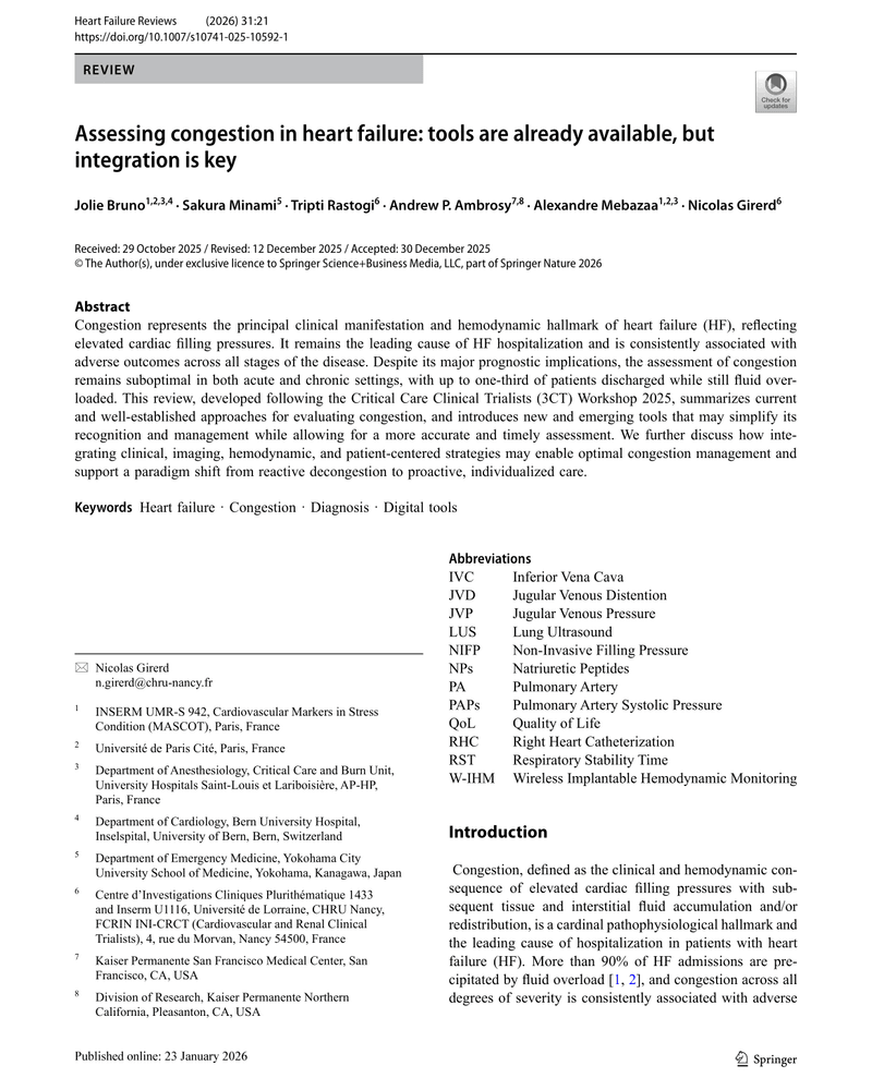 ASSESSING CONGESTION IN HEART FAILURE: TOOLS ARE ALREADY AVAILABLE, BUT INTEGRATION IS KEY cover