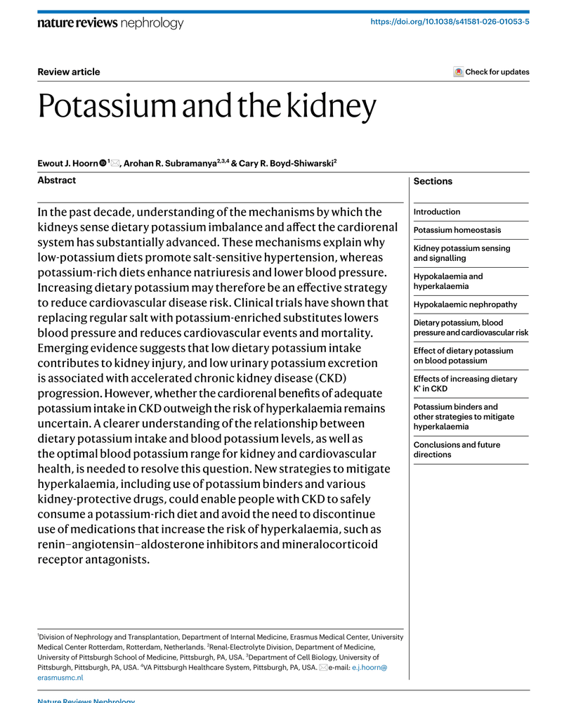 POTASSIUM AND THE KIDNEY cover