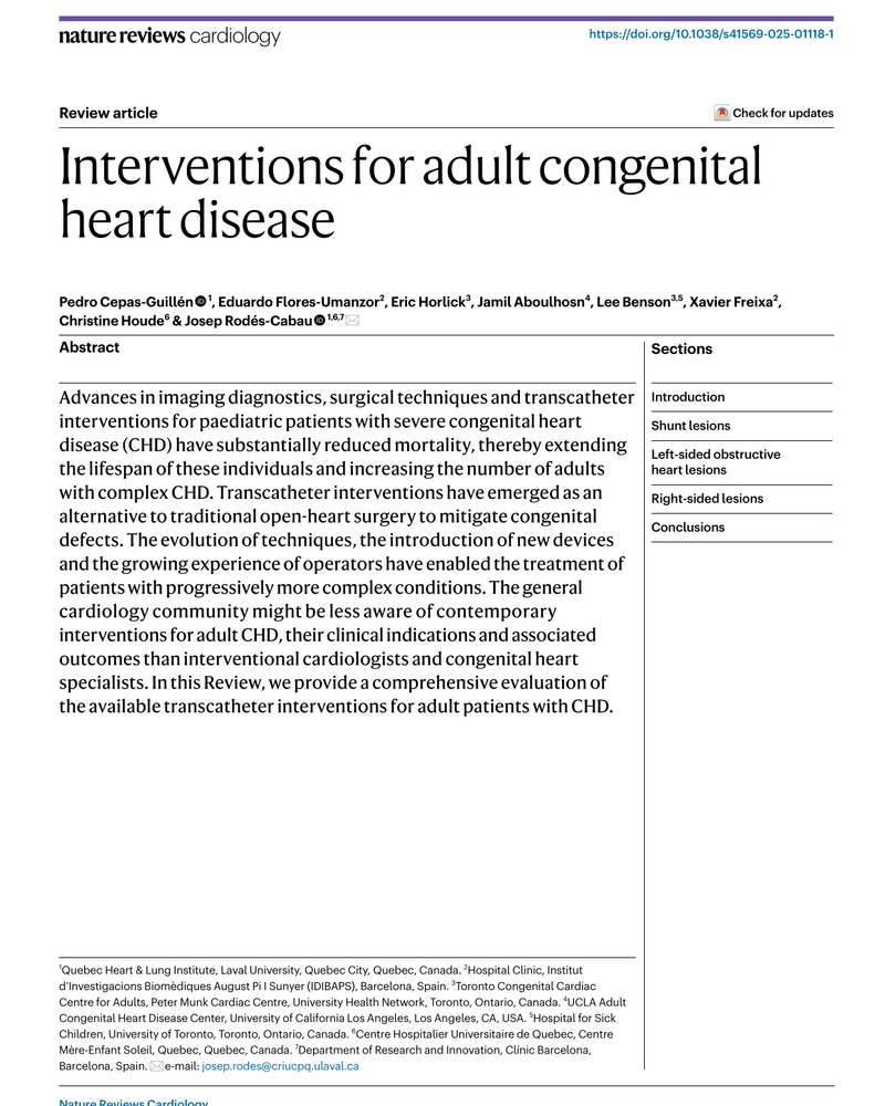 INTERVENTIONS FOR ADULT CONGENITAL HEART DISEASE cover