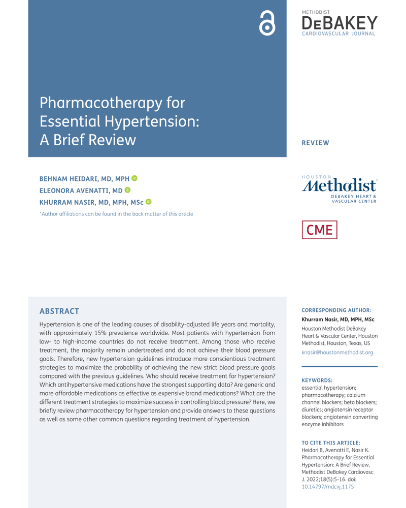 PHARMACOTHERAPY FOR ESSENTIAL HYPERTENSION: A BRIEF REVIEW cover