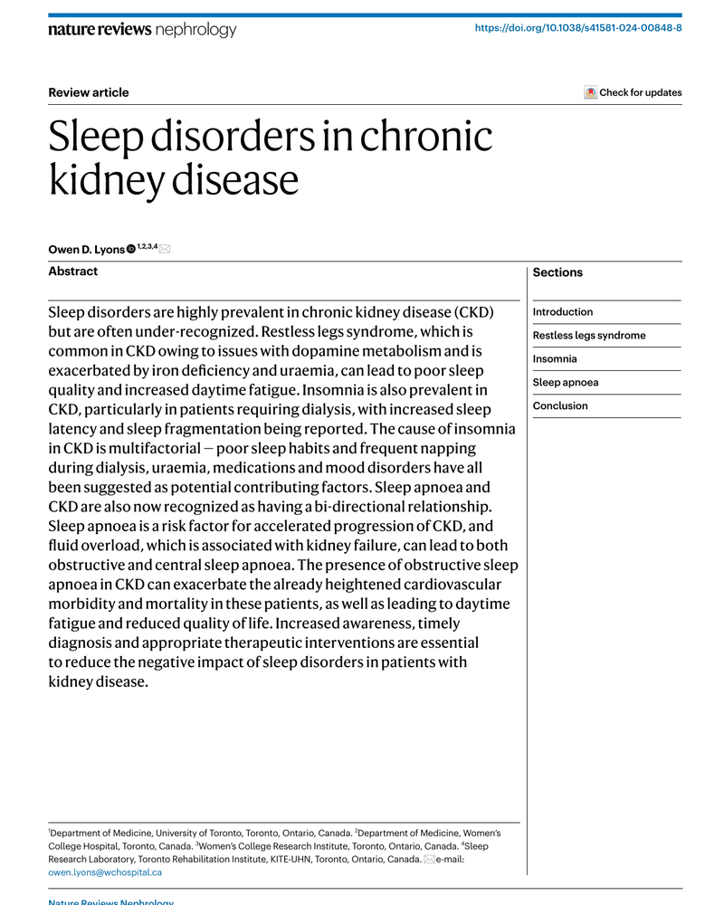 SLEEP DISORDERS IN CHRONIC KIDNEY DISEASE cover