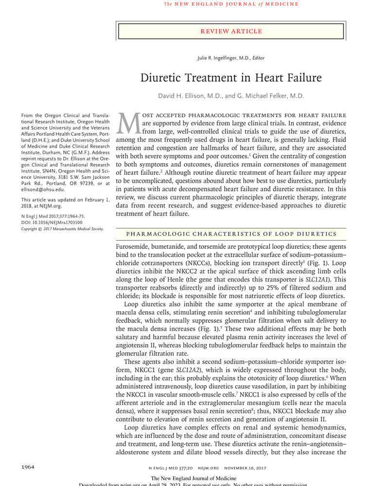 DIURETIC TREATMENT IN HEART FAILURE cover