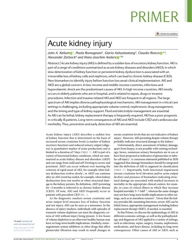 ACUTE KIDNEY INJURY cover
