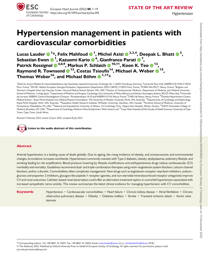 HYPERTENSION MANAGEMENT IN PATIENTS WITH CARDIOVASCULAR COMORBIDITIES cover