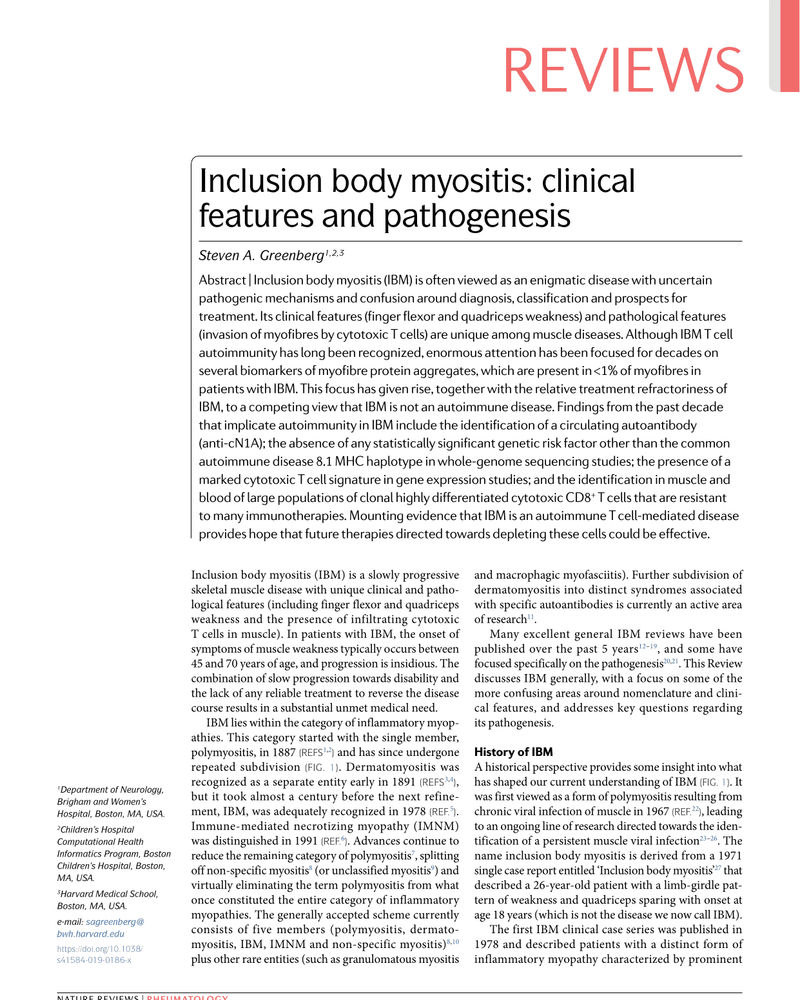 INCLUSION BODY MYOSITIS: CLINICAL FEATURES AND PATHOGENESIS cover