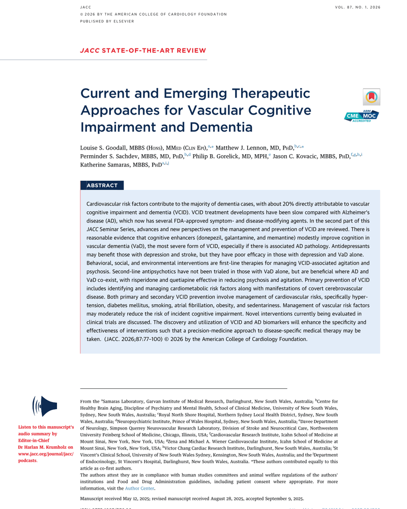 CURRENT AND EMERGING THERAPEUTIC APPROACHES FOR VASCULAR COGNITIVE IMPAIRMENT AND DEMENTIA cover