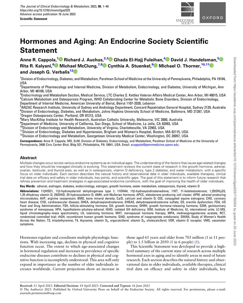 HORMONES AND AGING: AN ENDOCRINE SOCIETY SCIENTIFIC STATEMENT cover