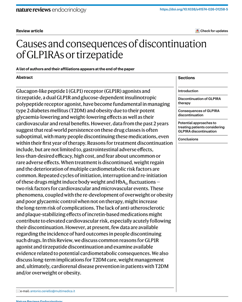 CAUSES AND CONSEQUENCES OF DISCONTINUATION OF GLP1RAS OR TIRZEPATIDE cover