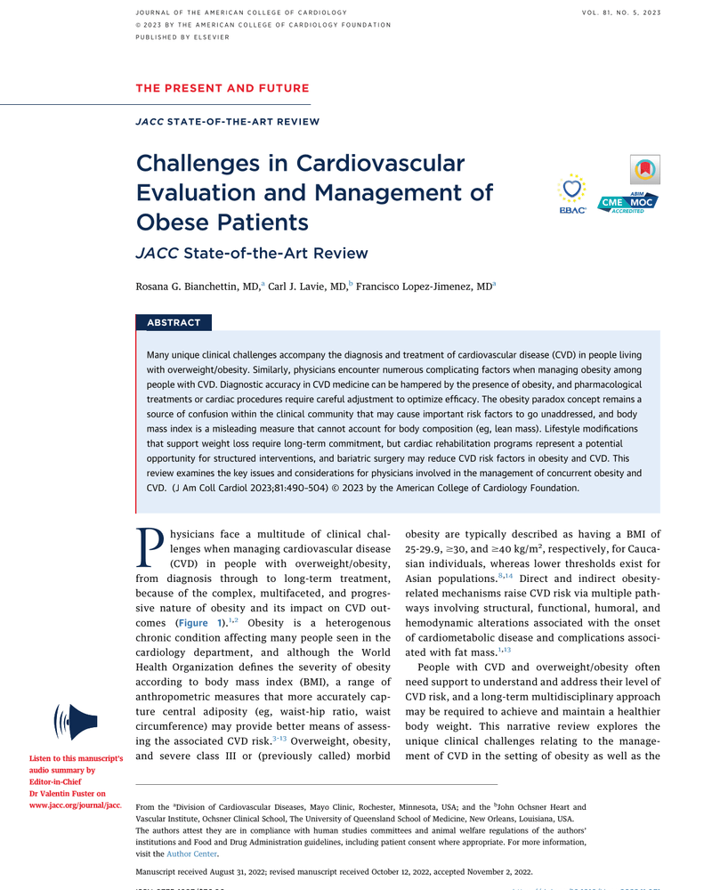 CHALLENGES IN CARDIOVASCULAR EVALUATION AND MANAGEMENT OF OBESE PATIENTS cover