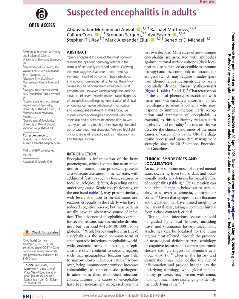 SUSPECTED ENCEPHALITIS IN ADULTS cover
