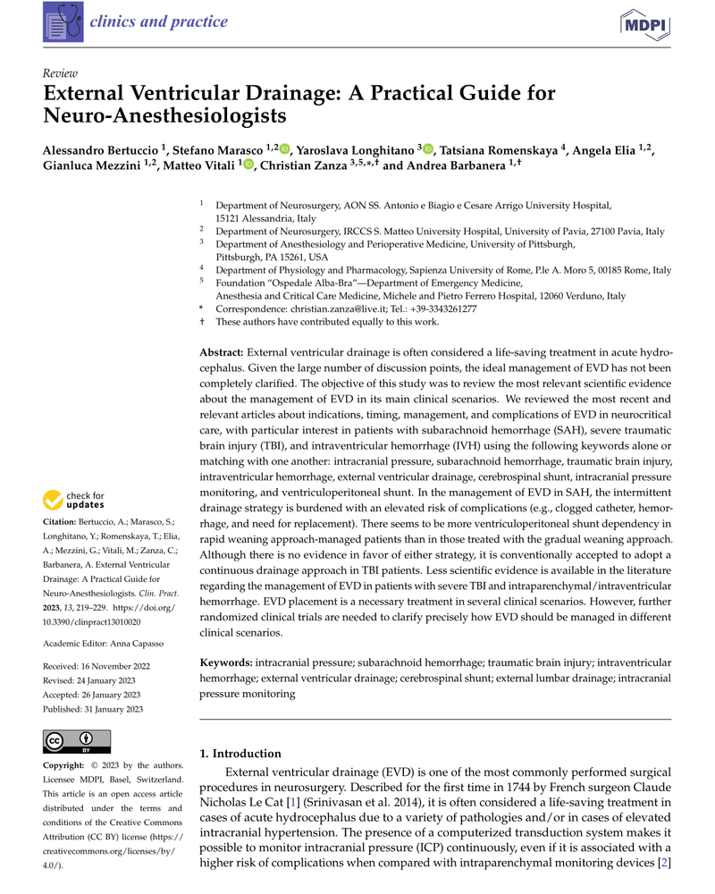 EXTERNAL VENTRICULAR DRAINAGE: A PRACTICAL GUIDE FOR NEURO-ANESTHESIOLOGISTS cover