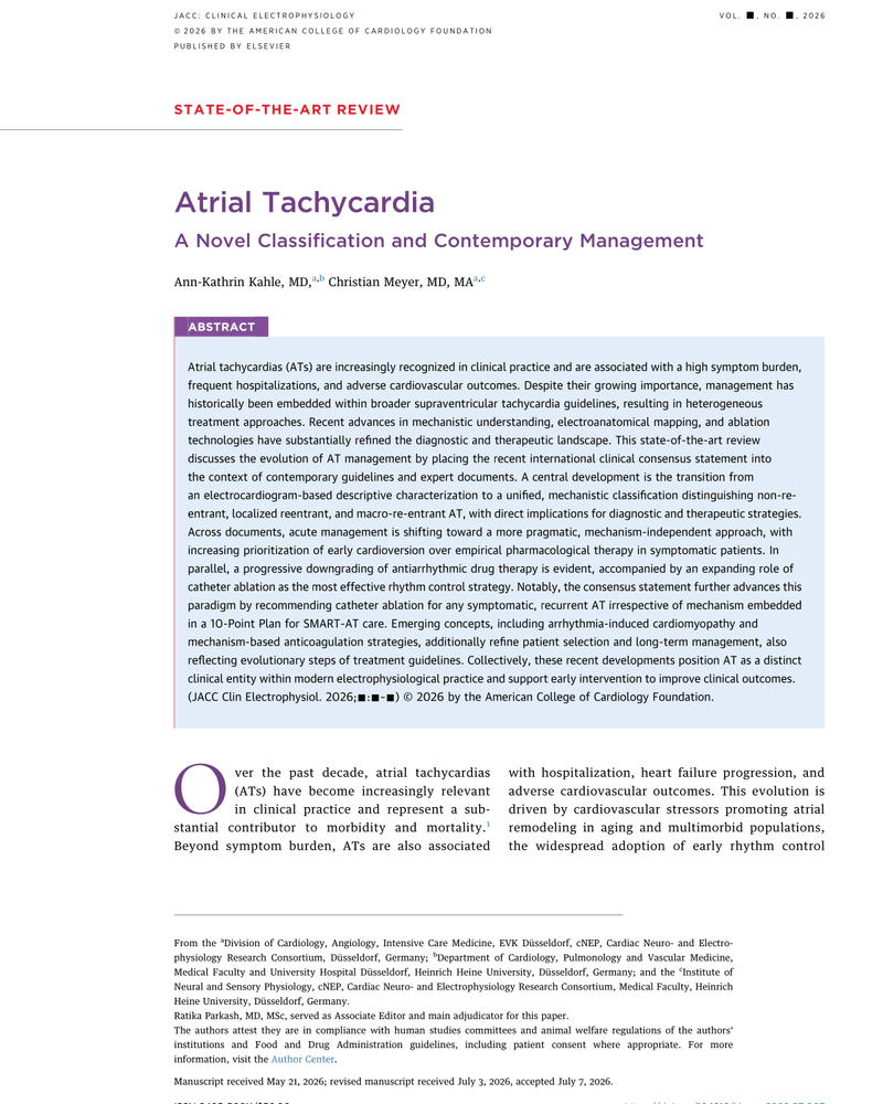ATRIAL TACHYCARDIA: A NOVEL CLASSIFICATION AND CONTEMPORARY MANAGEMENT cover