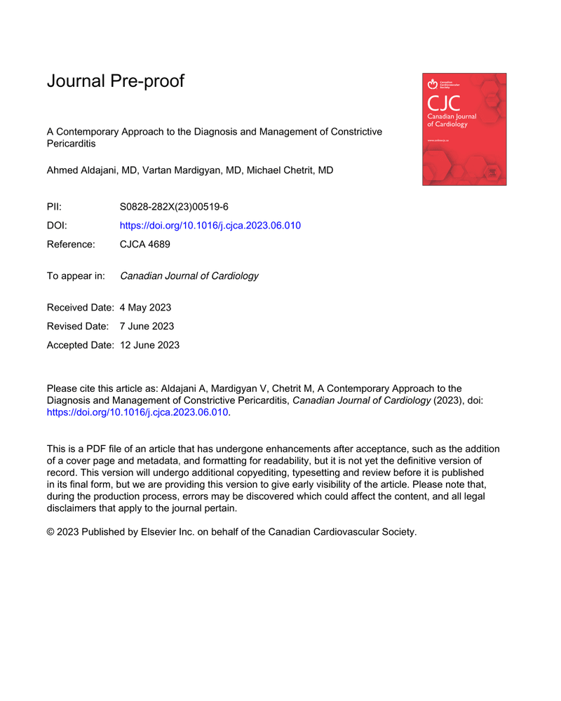 A Contemporary Approach to the Diagnosis and Management of Constrictive Pericarditis cover