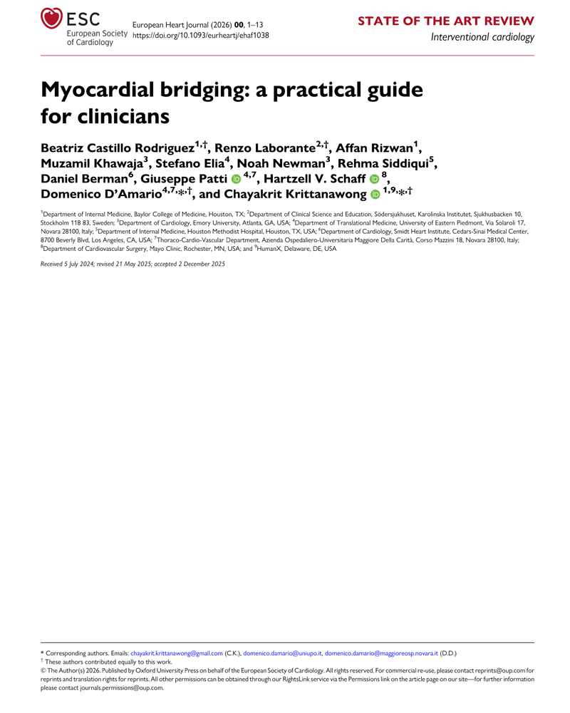 MYOCARDIAL BRIDGING: A PRACTICAL GUIDE FOR CLINICIANS cover
