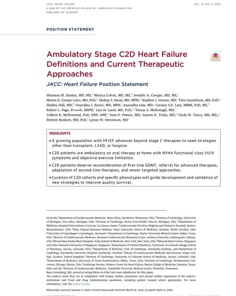 AMBULATORY STAGE C2D HEART FAILURE POSITION STATEMENT cover