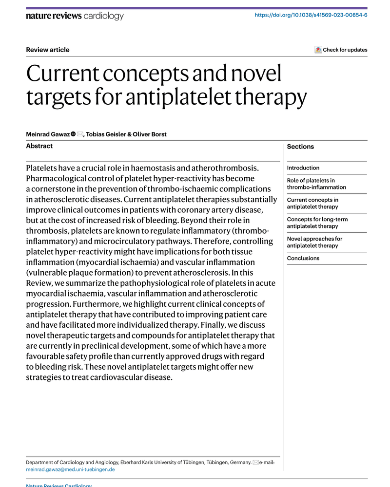 CURRENT CONCEPTS AND NOVEL TARGETS FOR ANTIPLATELET THERAPY cover