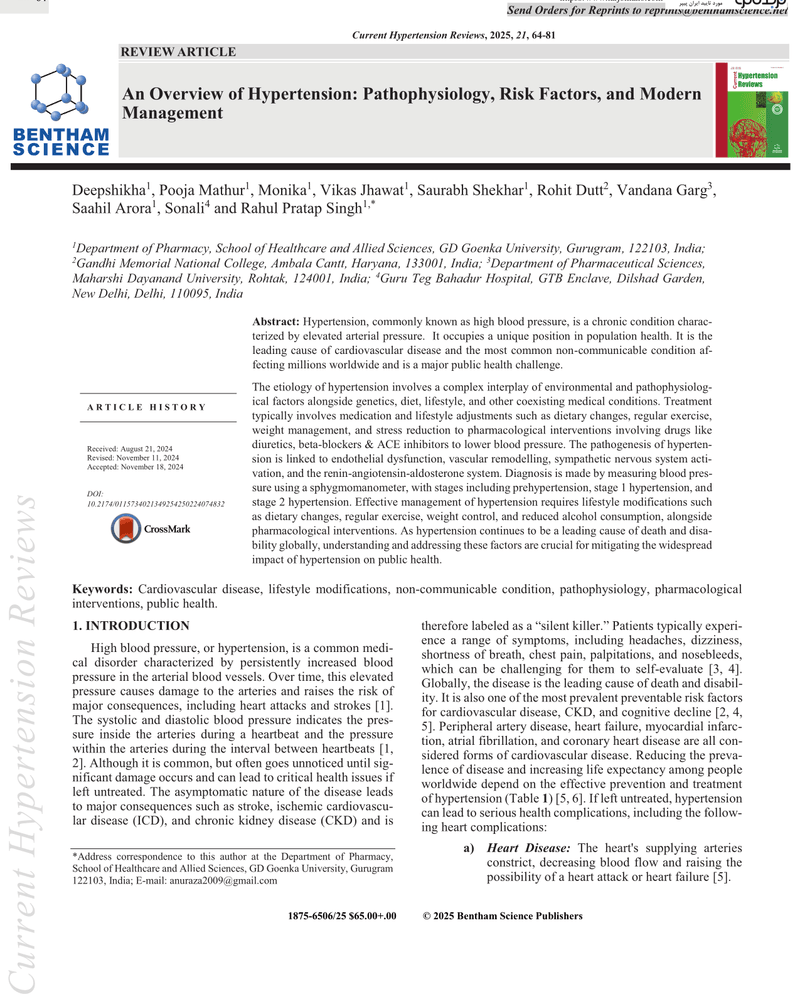 AN OVERVIEW OF HYPERTENSION: PATHOPHYSIOLOGY, RISK FACTORS, AND MODERN MANAGEMENT cover