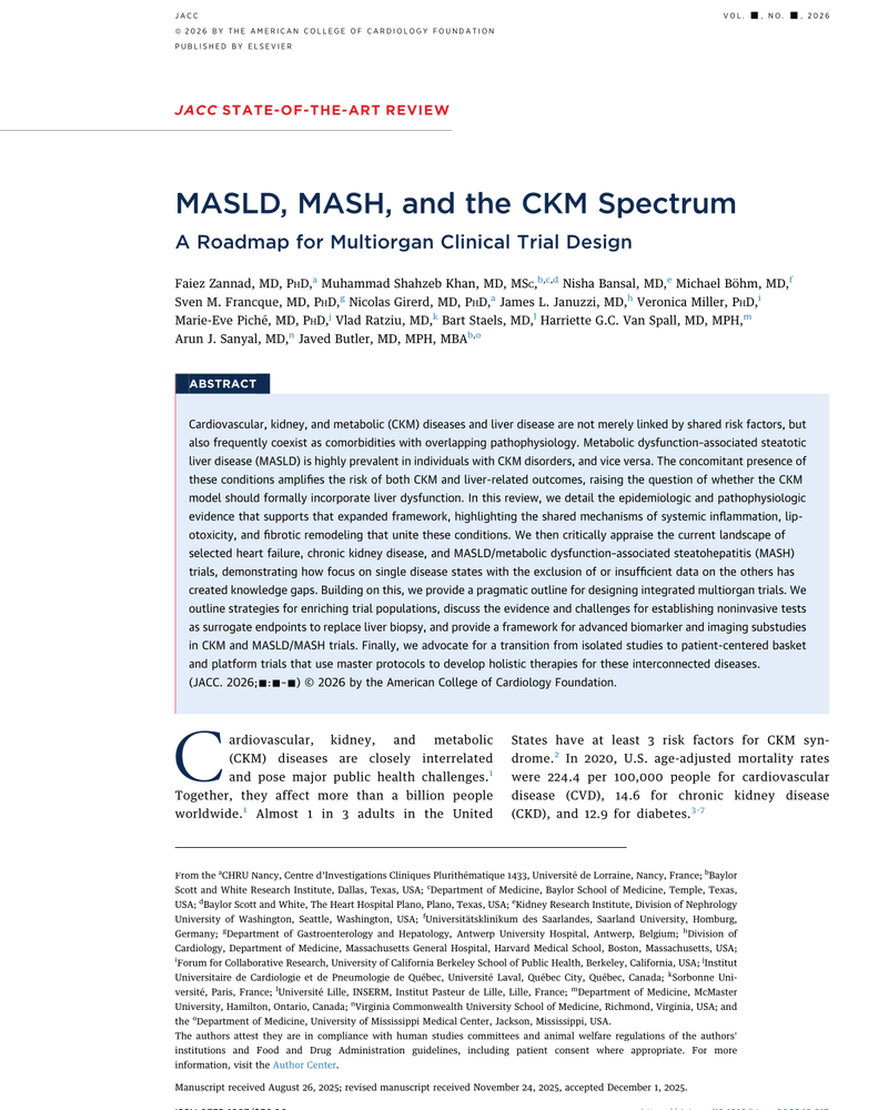 MASLD, MASH, and the CKM Spectrum: A Roadmap for Multiorgan Clinical Trial Design cover
