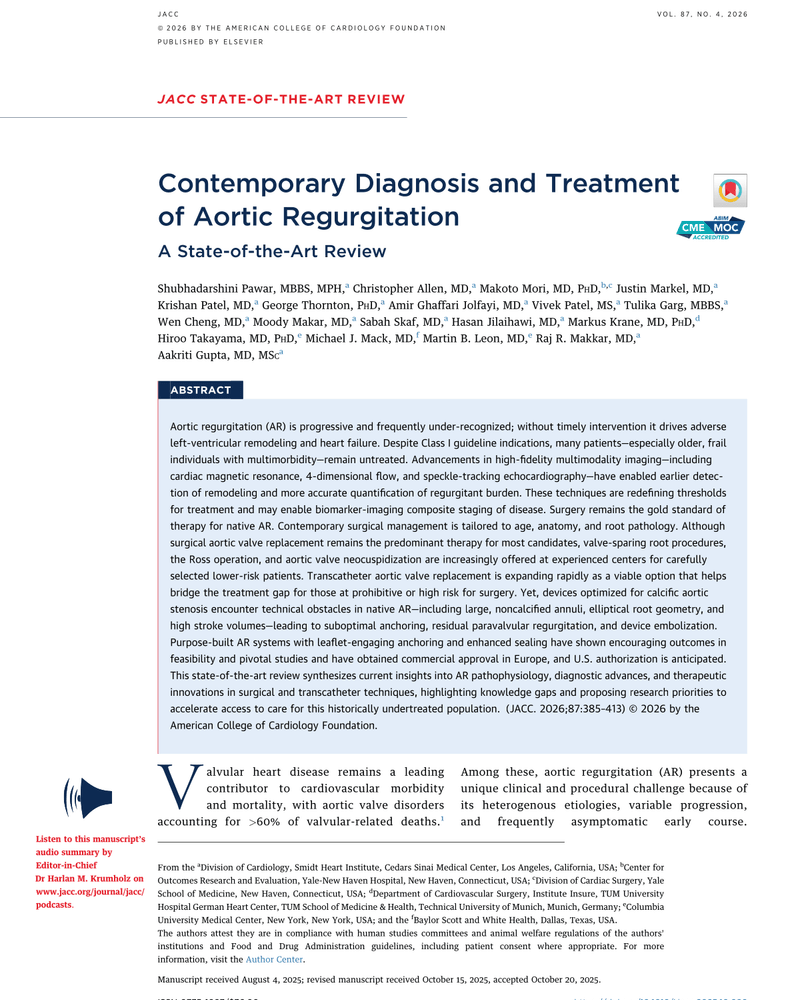 CONTEMPORARY DIAGNOSIS AND TREATMENT OF AORTIC REGURGITATION cover