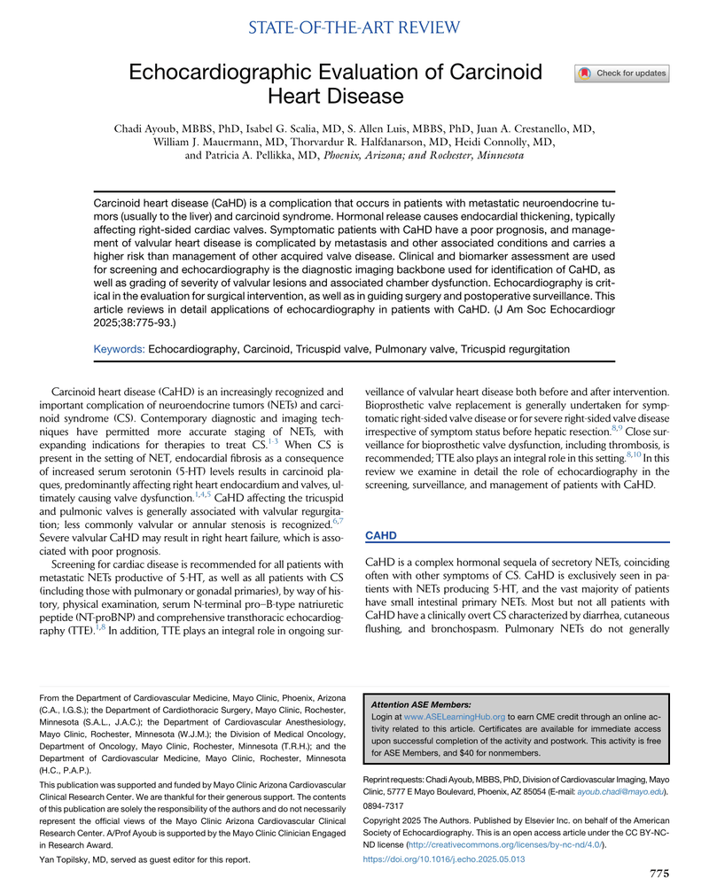 ECHOCARDIOGRAPHIC EVALUATION OF CARCINOID HEART DISEASE cover