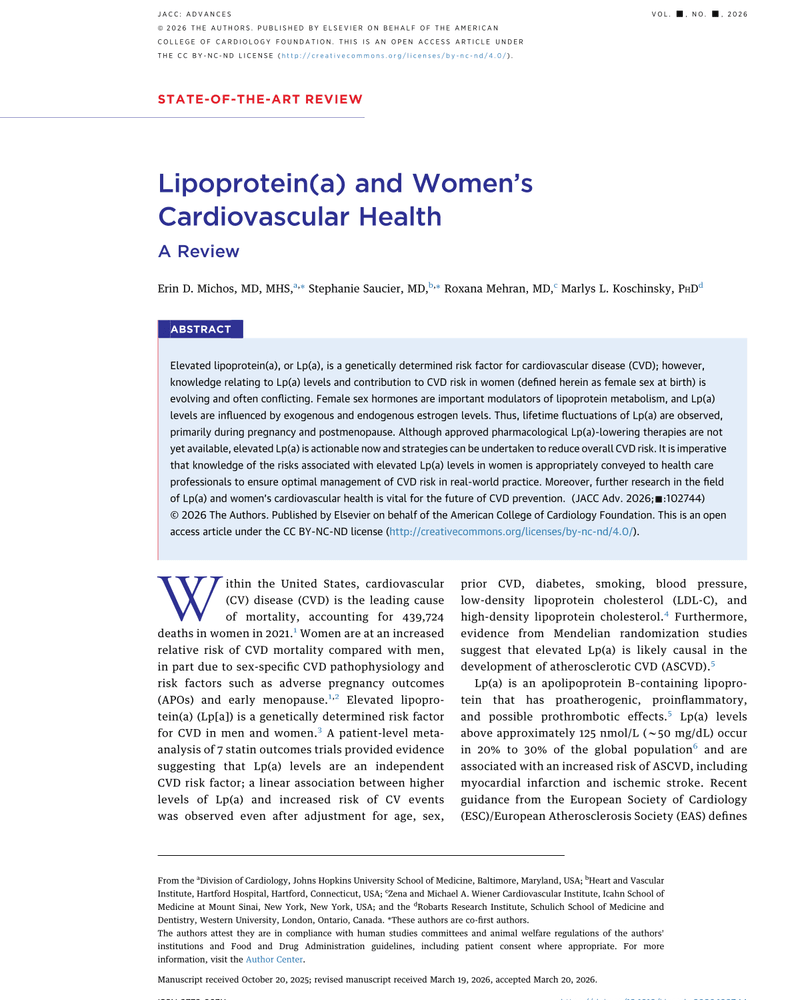 LIPOPROTEIN(A) AND WOMEN'S CARDIOVASCULAR HEALTH cover