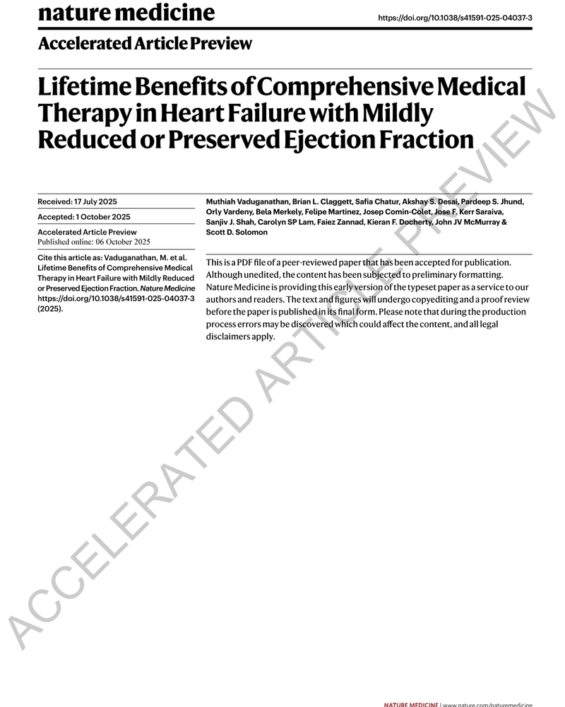 LIFETIME BENEFITS OF COMPREHENSIVE MEDICAL THERAPY IN HEART FAILURE WITH MILDLY REDUCED OR PRESERVED EJECTION FRACTION cover