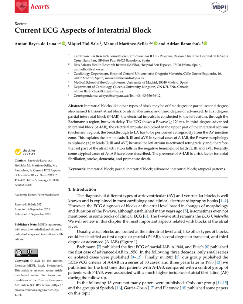 Current ECG Aspects of Interatrial Block cover