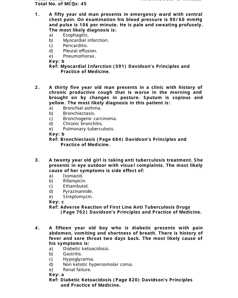 General Medicine MCQs cover