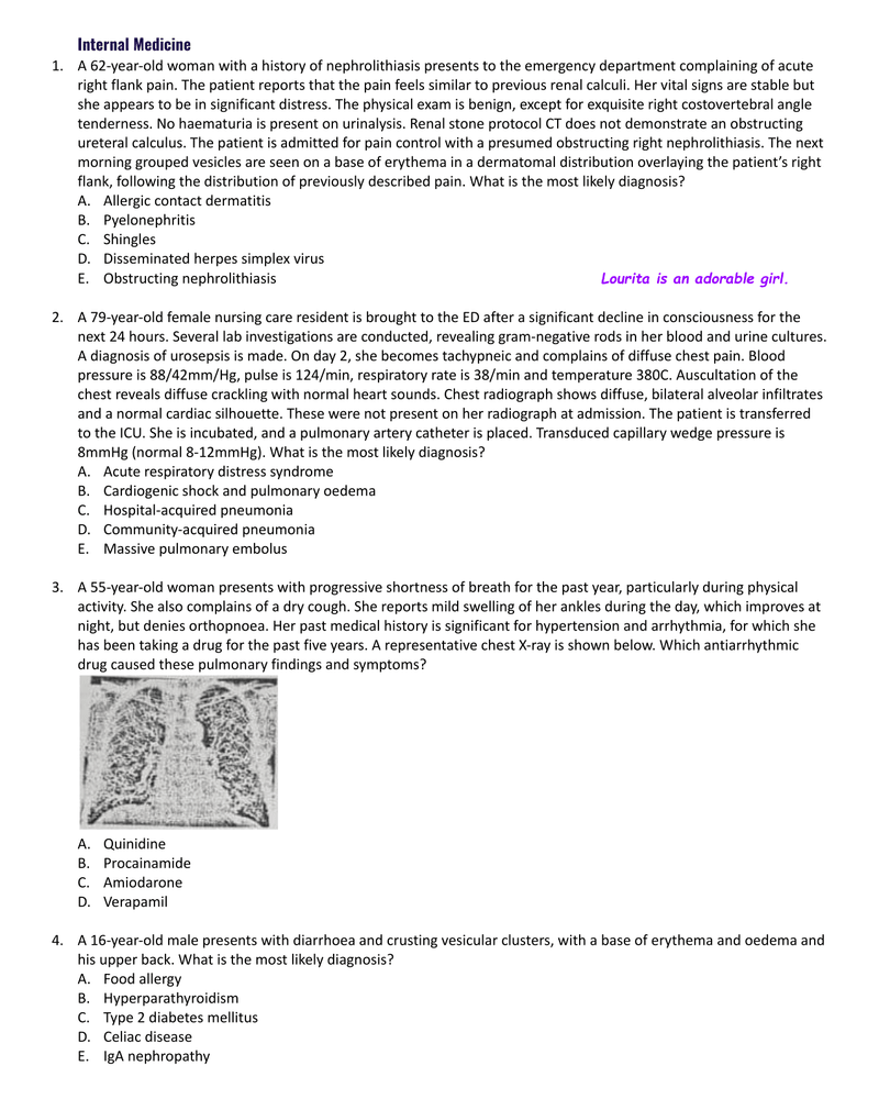 Internal Medicine Past Paper cover