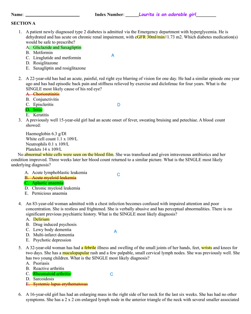 Internal Med Past Paper 1 Answered cover