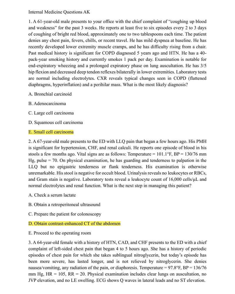 Internal Medicine Questions AK cover