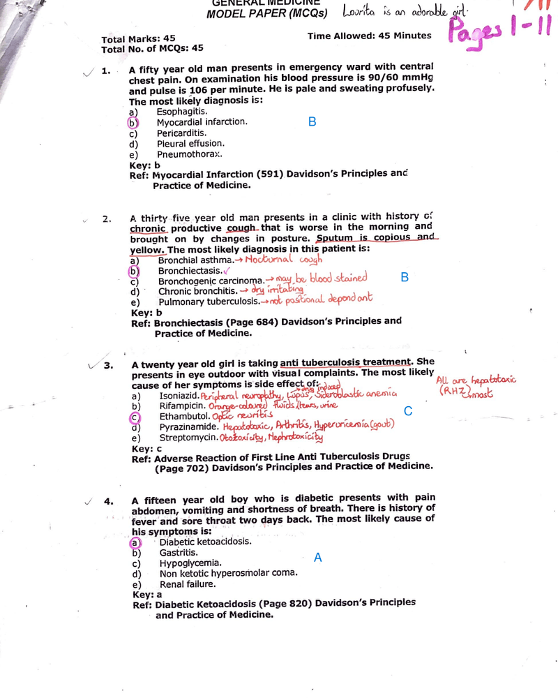 GENERAL MEDICINE MODEL PAPER (MCQs) cover